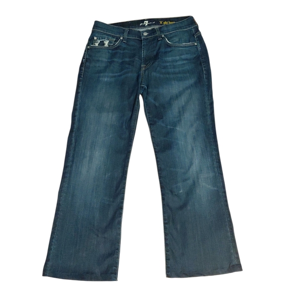 7 For All Mankind "A" Pocket Distressed Bootcut Jeans Size 33 - Picture 1 of 8